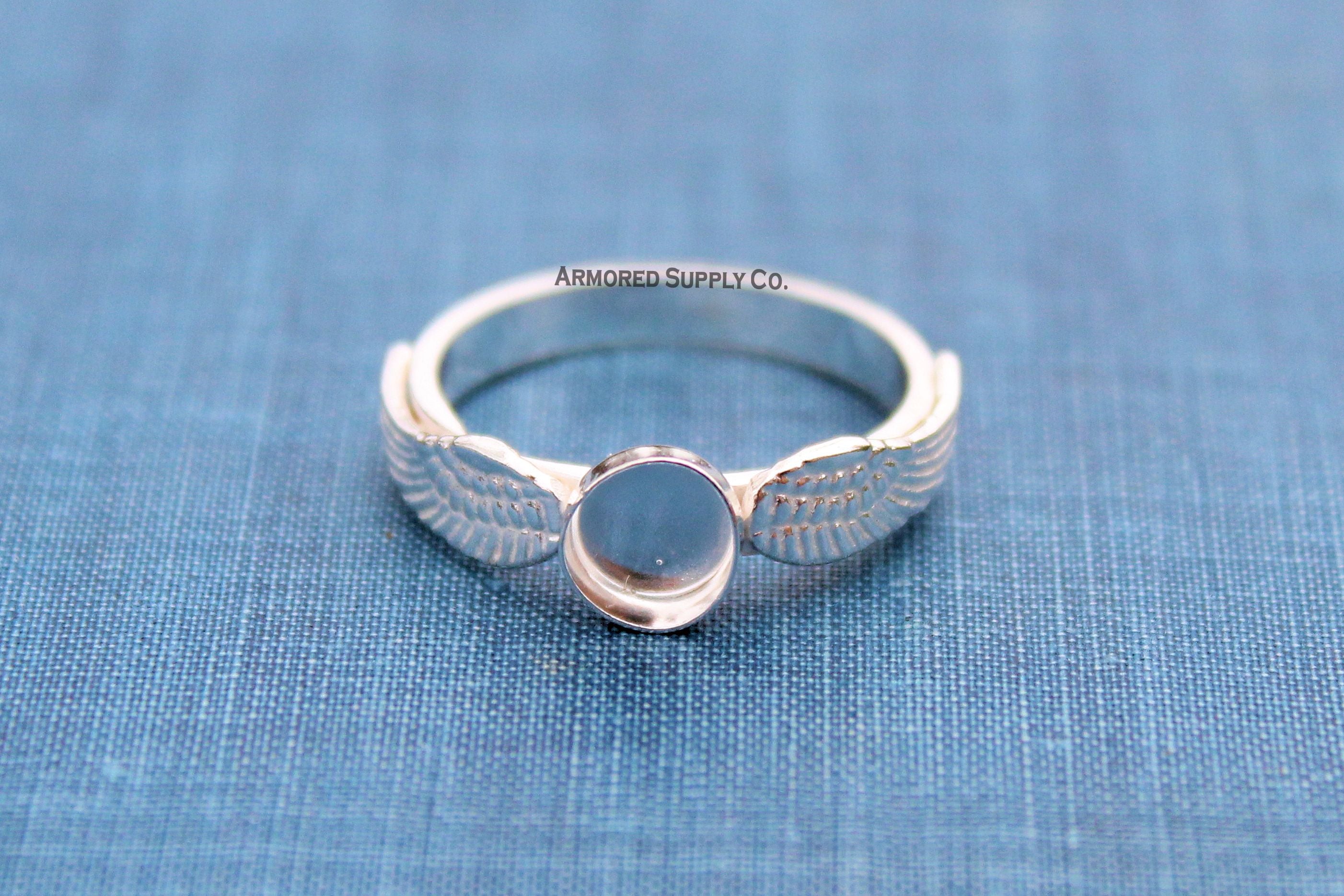 Double Angel Wing Plain Round Bezel Ring Blank