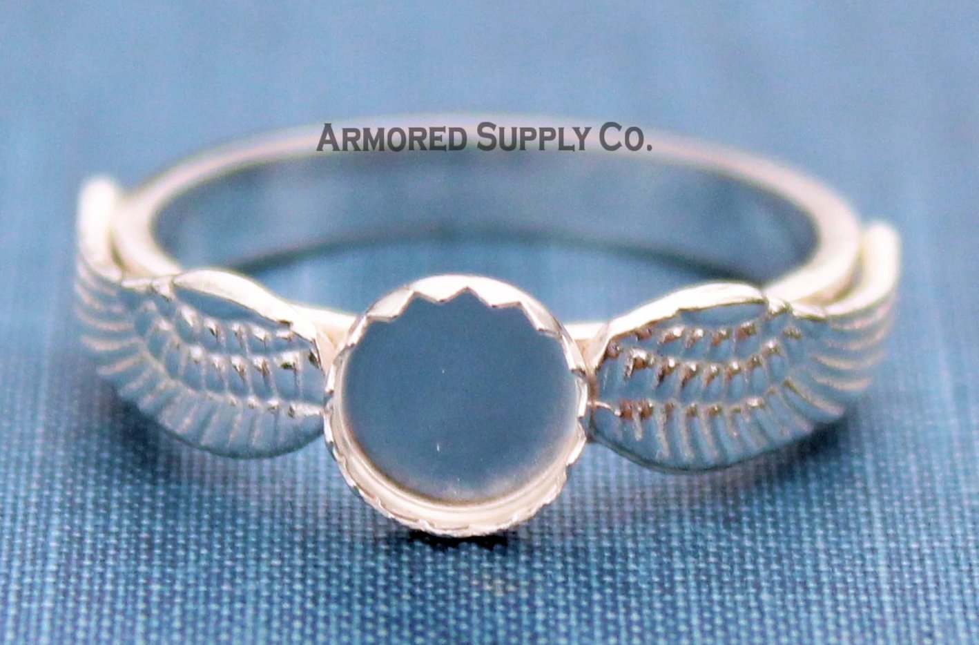 Double Angel Wing Serrated Round Bezel Ring Blank