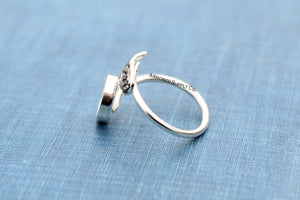 8mm Silver Angel Wing Wrap Bypass Adjustable Bezel Ring blank