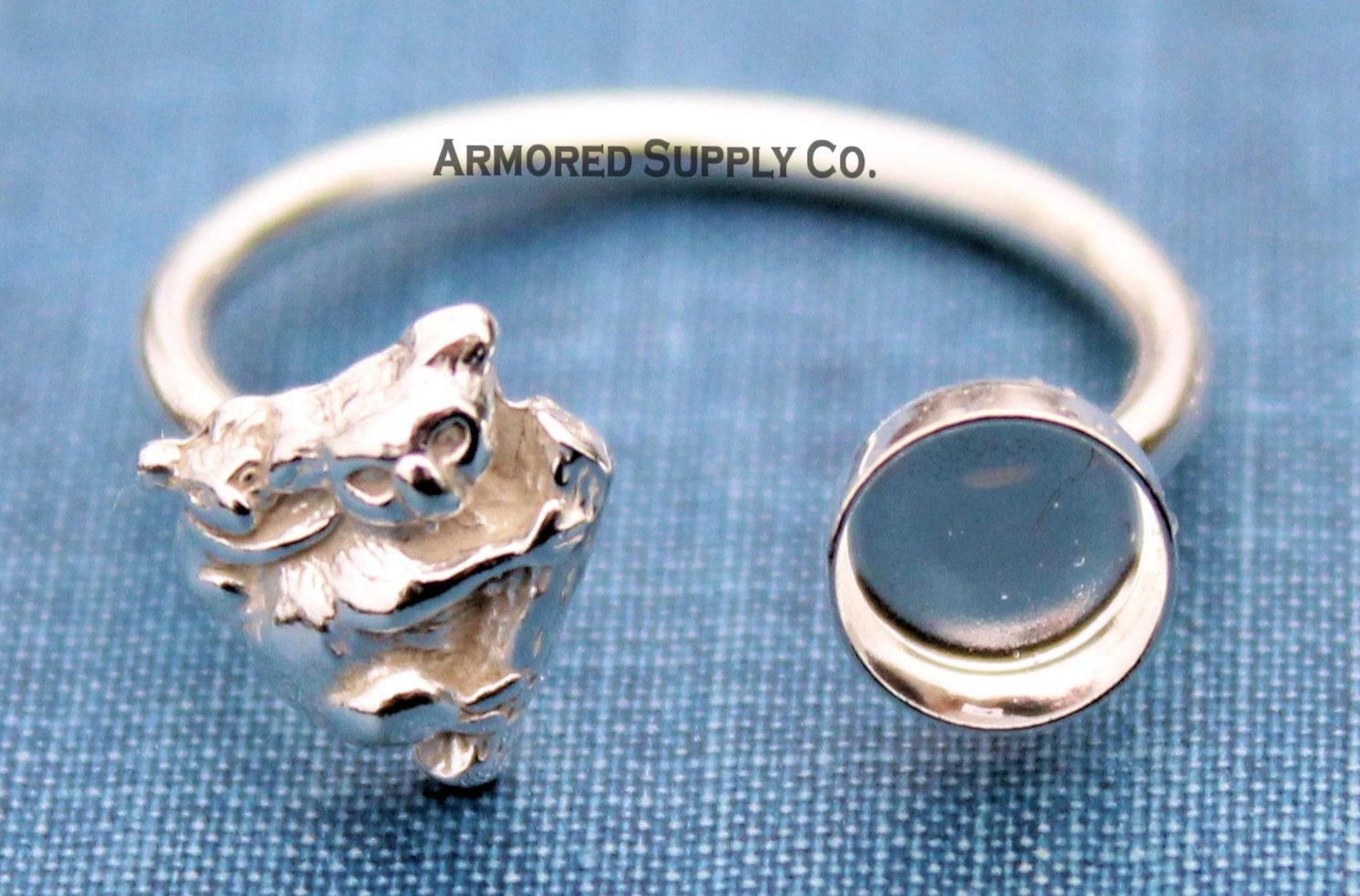 Koala & Baby Plain Round Bezel Open Adjustable Ring blank