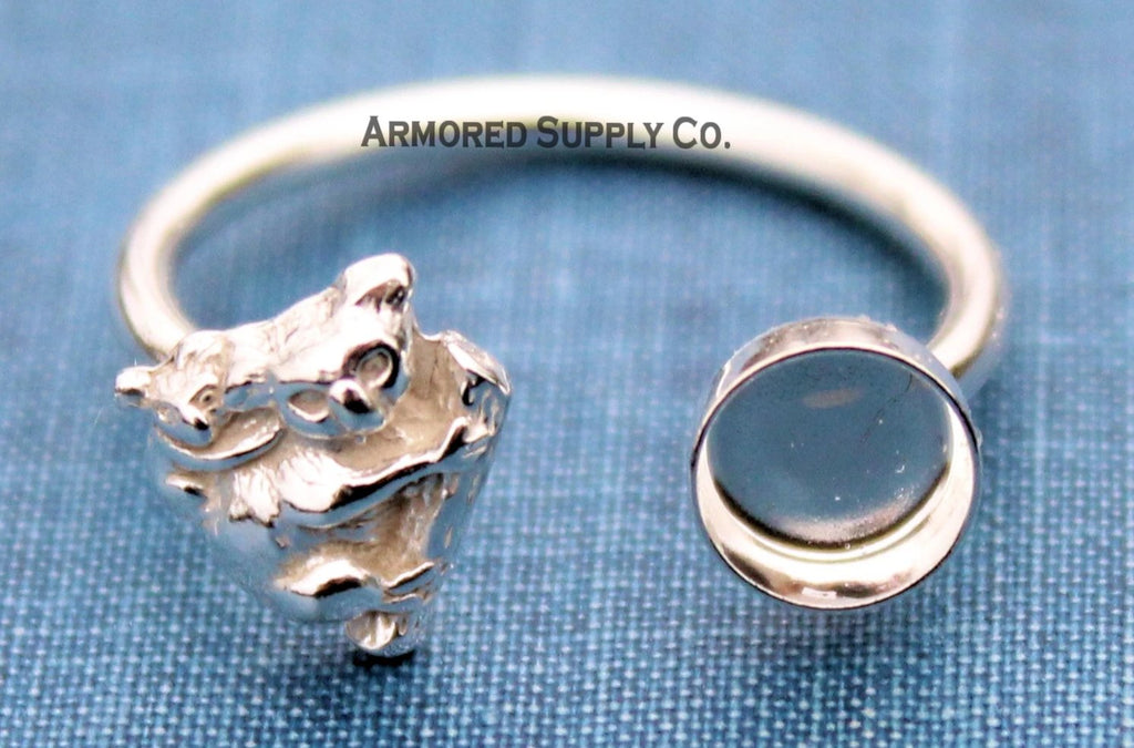 Koala & Baby Plain Round Bezel Open Adjustable Ring blank