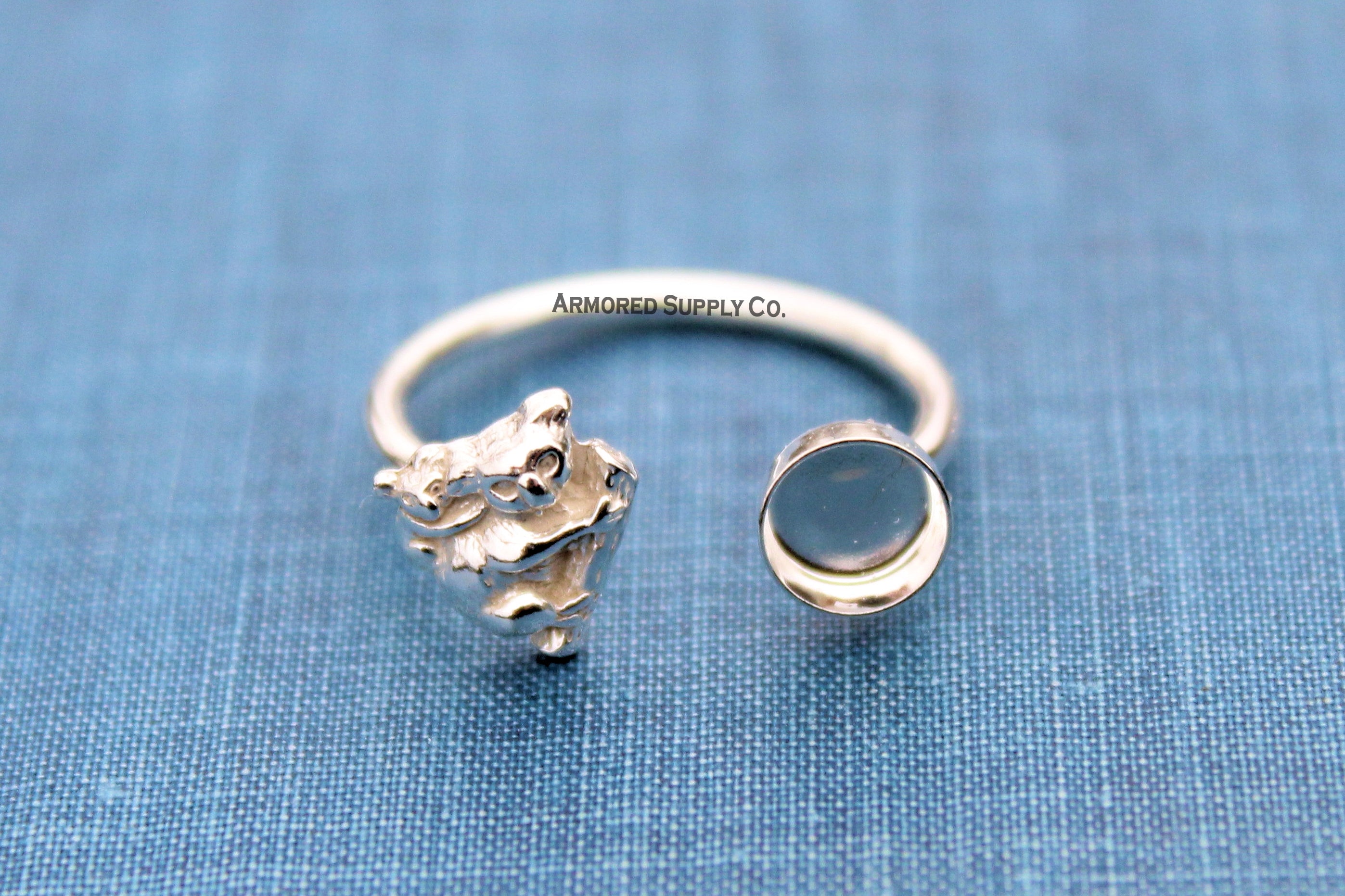 Koala & Baby Plain Round Bezel Open Adjustable Ring blank