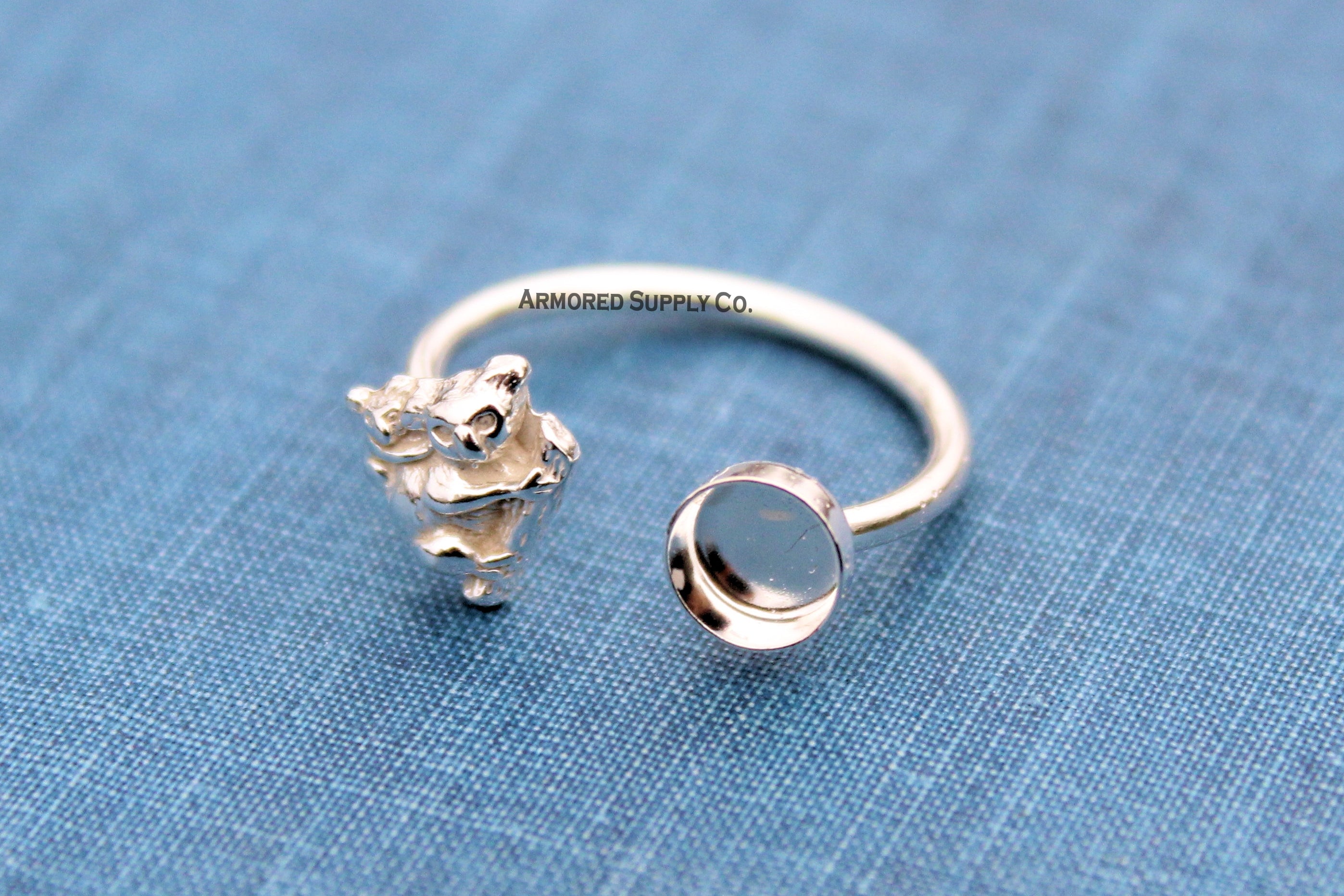 Koala & Baby Plain Round Bezel Open Adjustable Ring blank