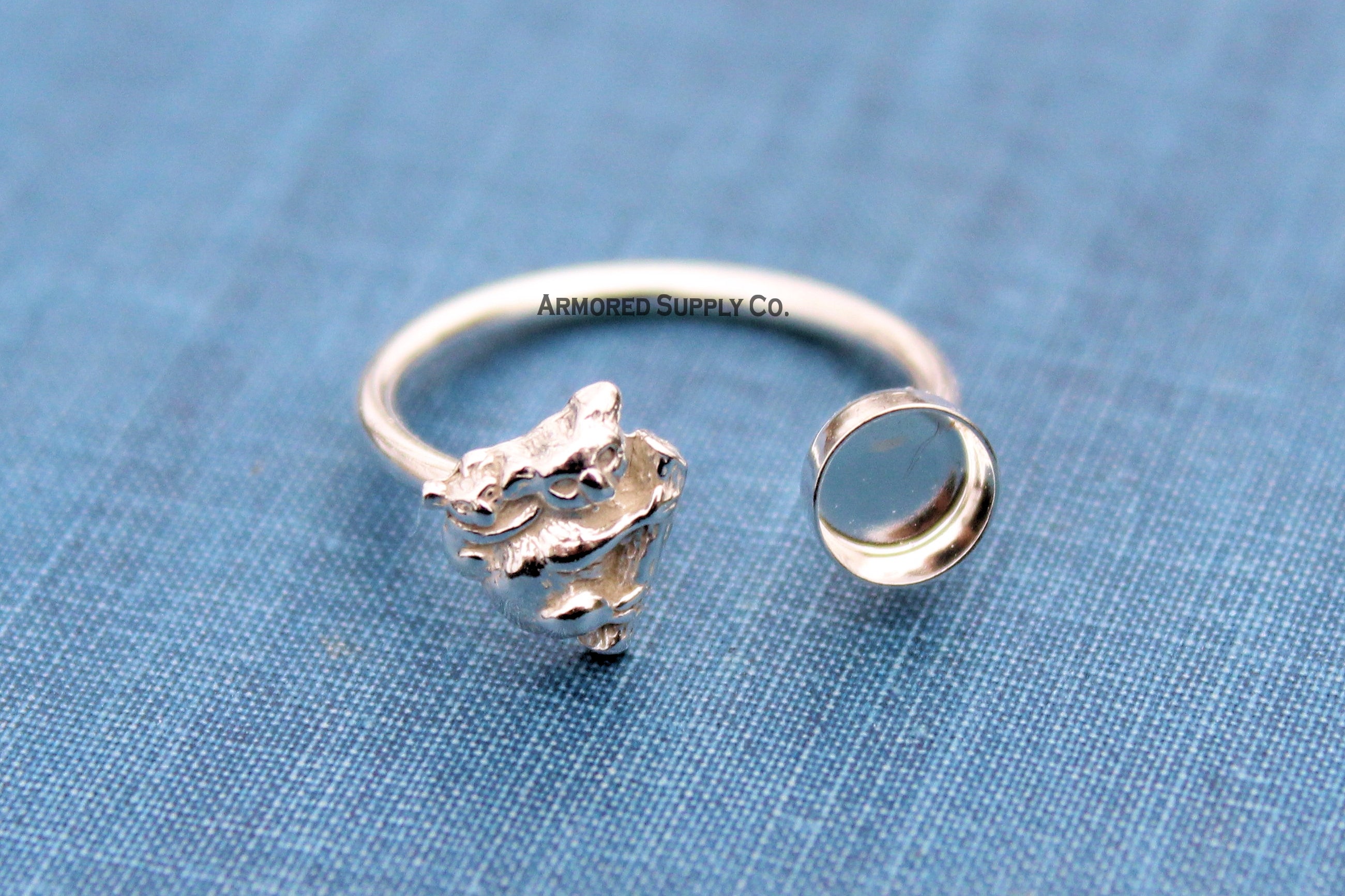 Koala & Baby Plain Round Bezel Open Adjustable Ring blank