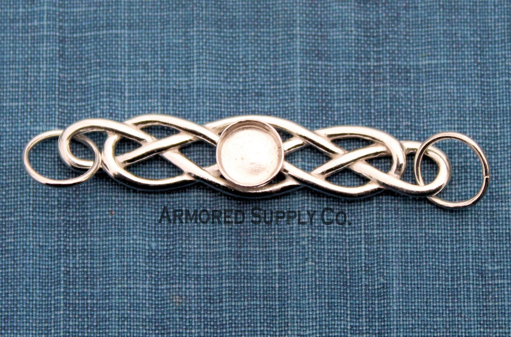 Silver Celtic Knot Plain Round Bezel Pendant Blank Mounting