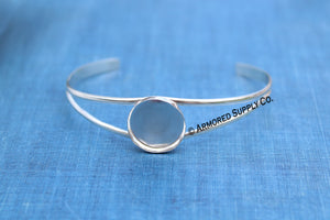 Sterling Silver Split Shank Bangle Cuff Bezel setting