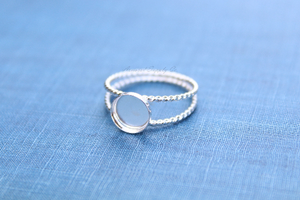 Sterling Silver 10mm Double Rope Band Bezel Cup Ring blank