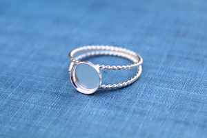 Sterling Silver 8mm Double Rope Band Bezel Cup Ring blank