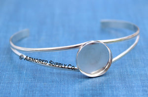 Sterling Silver Split Shank Bangle Cuff Bezel setting