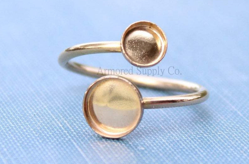 Gold Filled Bypass Adjustable Bezel Cup Ring blank