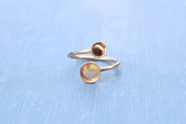 Gold Filled Bypass Adjustable Bezel Cup Ring blank