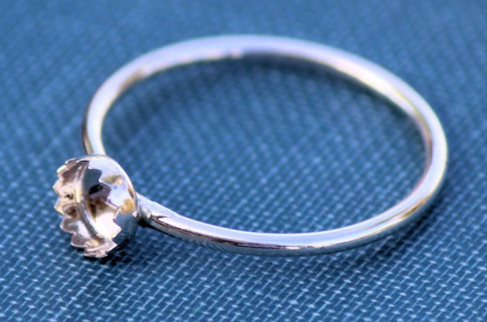 5mm Serrated Bezel Cup Ring blank, Round Cabochon, Cab Resin Breast Milk, DIY jewelry supplies, build your ring, wholesale jewelry, diy ring