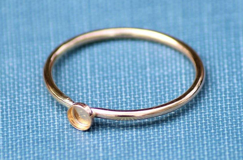 Gold Filled 3mm Bezel Cup Ring blank, Round Cabochon, Cab Breast Milk, DIY jewelry supplies, build your ring, wholesale jewelry, diy ring