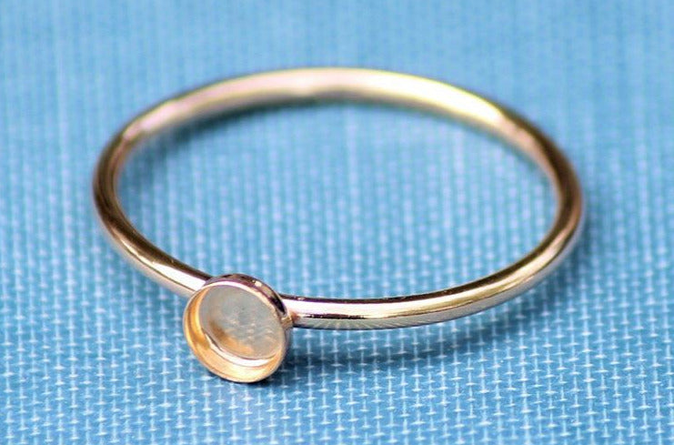 Gold Filled 4mm Bezel Cup Ring blank, Round Cabochon, Cab Breast Milk, DIY jewelry supplies, build your ring, wholesale jewelry, diy ring