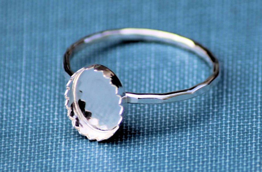 10x8mm Oval Serrated Bezel Cup Ring blank, Oval Cabochon, Breast Milk, DIY jewelry supplies, build your ring, wholesale jewelry, diy ring