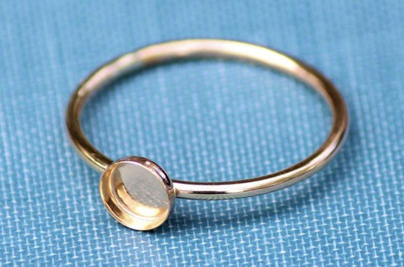 Gold Filled 5mm Bezel Cup Ring blank, Round Cabochon, Cab Breast Milk, DIY jewelry supplies, build your ring, wholesale jewelry, diy ring