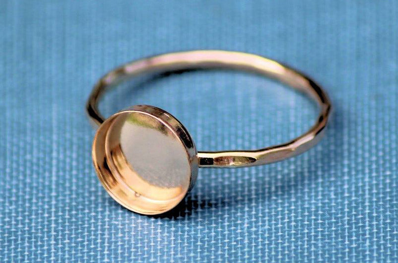 Gold 10mm Bezel Cup Ring blank, Round Cabochon, Cab Resin Breast Milk, DIY jewelry supplies, build your ring, wholesale jewelry, diy ring