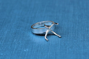 Claw Ring Blank #4, 4 Prong Silver Band, Raw Stone Setting, Wholesale Ring, Silver Ring, DIY Jewelry, Silver Ring Blanks, Jewelry Supplies