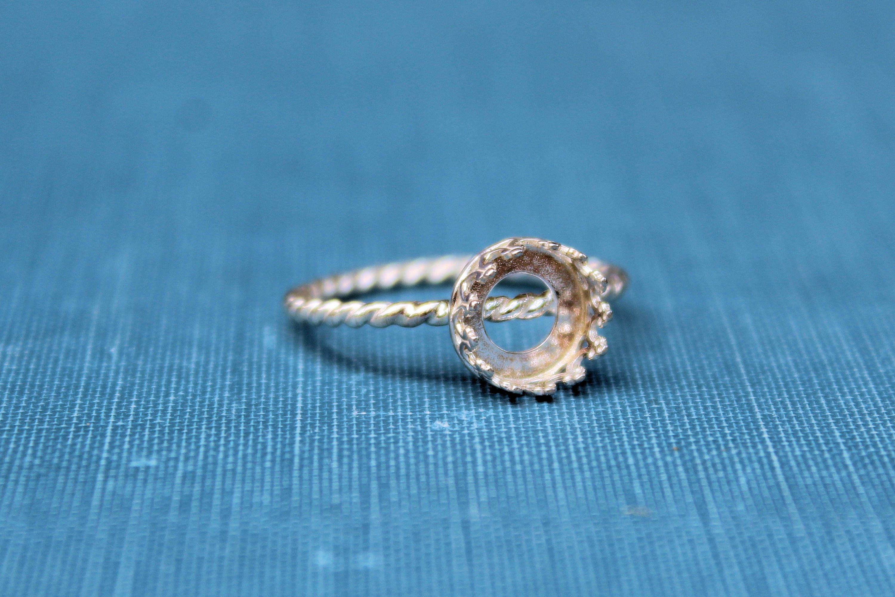10mm Crown Bezel Cup Rope Ring blank, Round Cabochon, Cab Resin Pad Breast Milk, DIY jewelry supplies, build your ring, wholesale jewelry