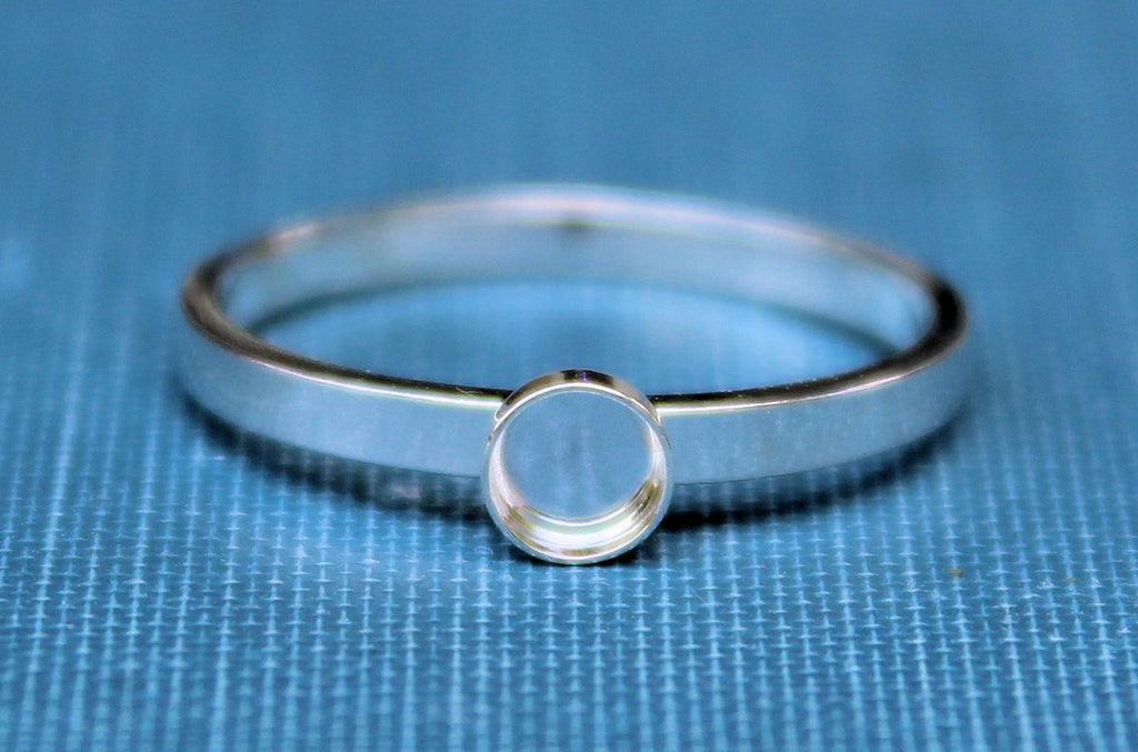 4mm Bezel Cup Ring blank Style #2, Round Cabochon, Glue Pad Breast Milk, DIY jewelry supplies, build your ring, wholesale jewelry, diy ring