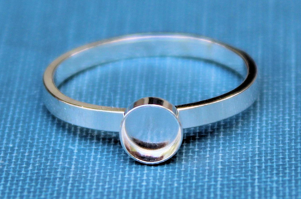 5mm Bezel Cup Ring blank Style #2, Round Cabochon, Glue Pad Breast Milk, DIY jewelry supplies, build your ring, wholesale jewelry, diy ring