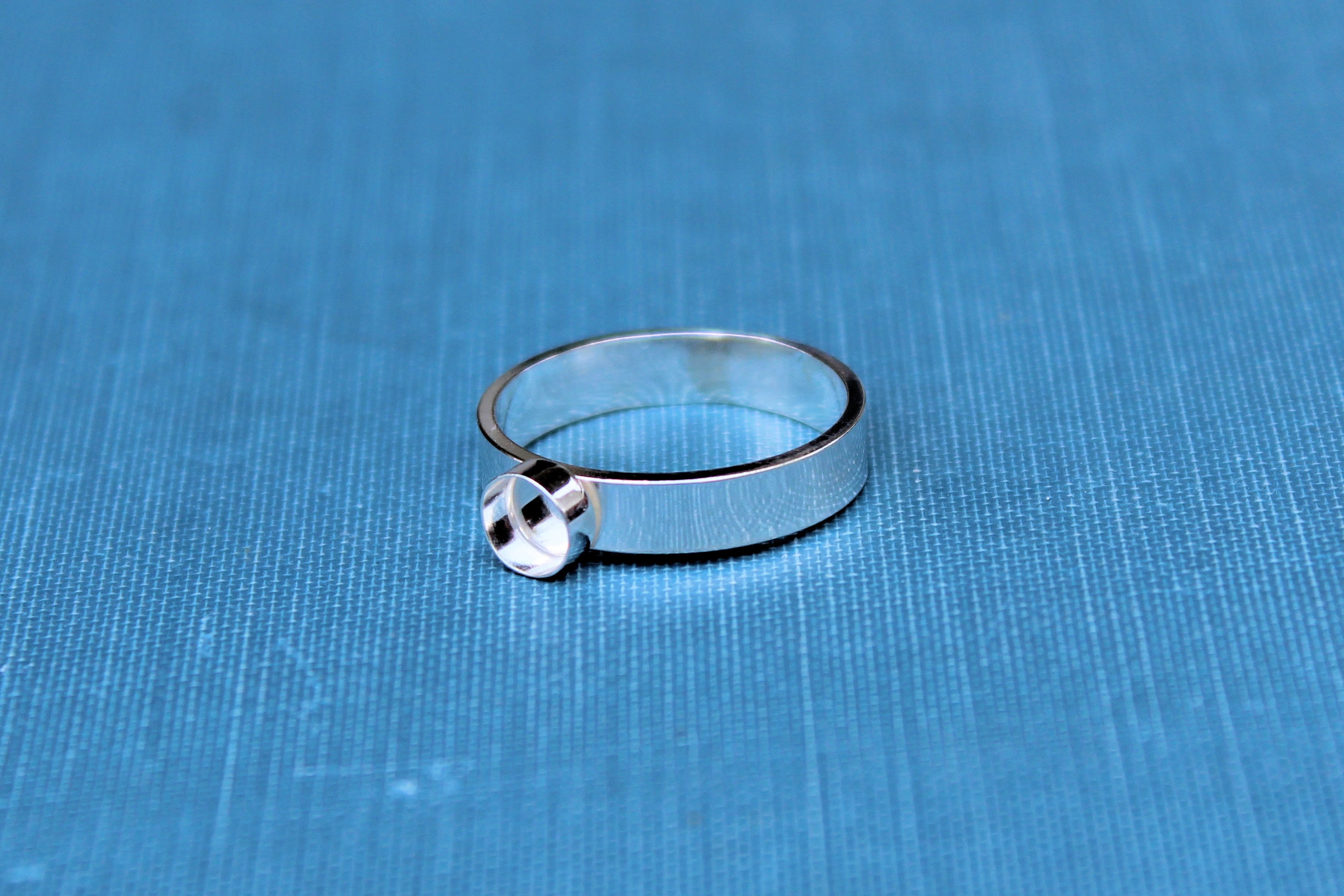 5mm Bezel Cup Ring blank Style #4, Round Cabochon, Glue Pad Breast Milk, DIY jewelry supplies, build your ring, wholesale jewelry, diy ring