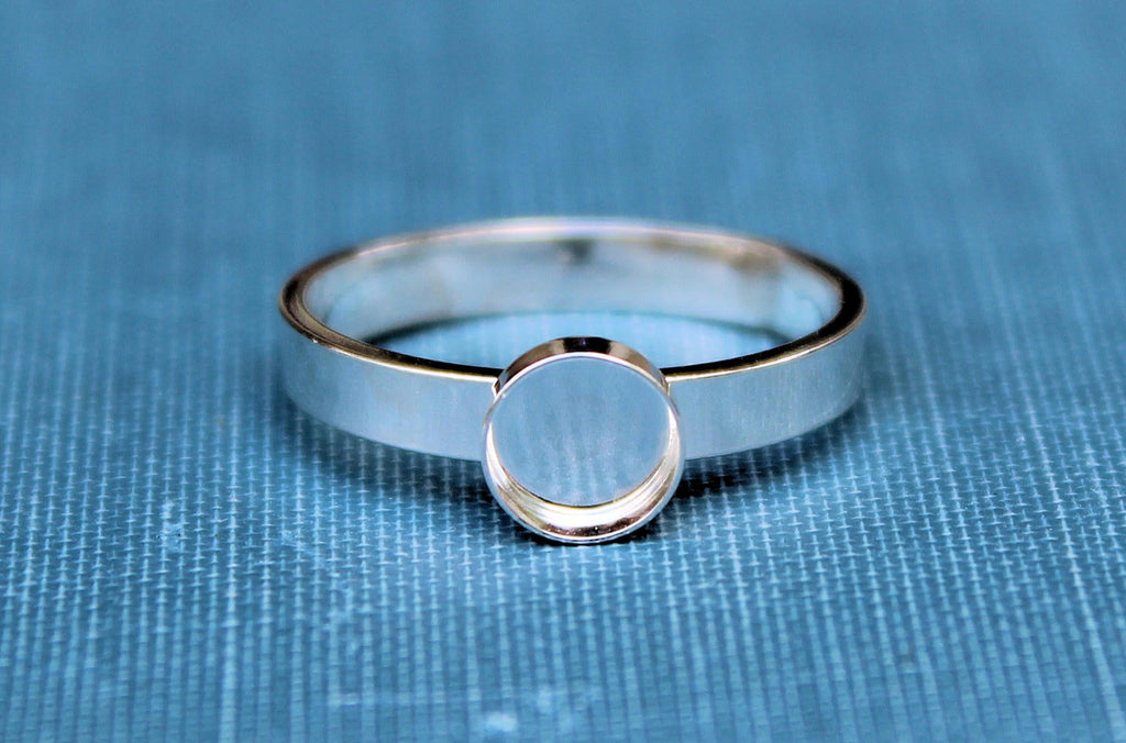 6mm Bezel Cup Ring blank Style #3, Round Cabochon, Glue Pad Breast Milk, DIY jewelry supplies, build your ring, wholesale jewelry, diy ring