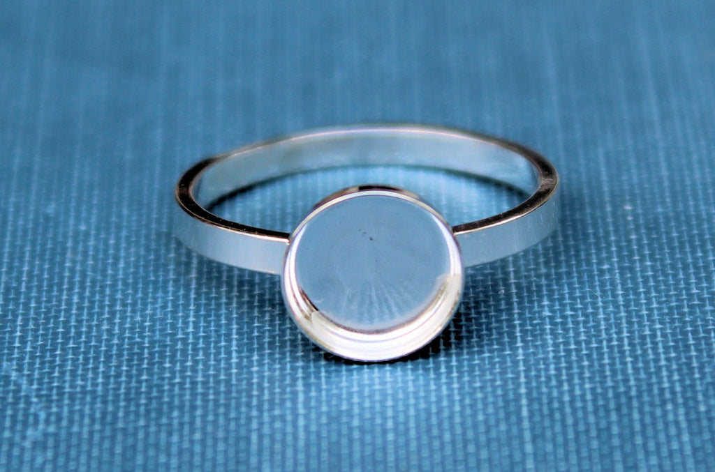 8mm Bezel Cup Ring blank Style #2, Round Cabochon, Glue Pad Breast Milk, DIY jewelry supplies, build your ring, wholesale jewelry, diy ring