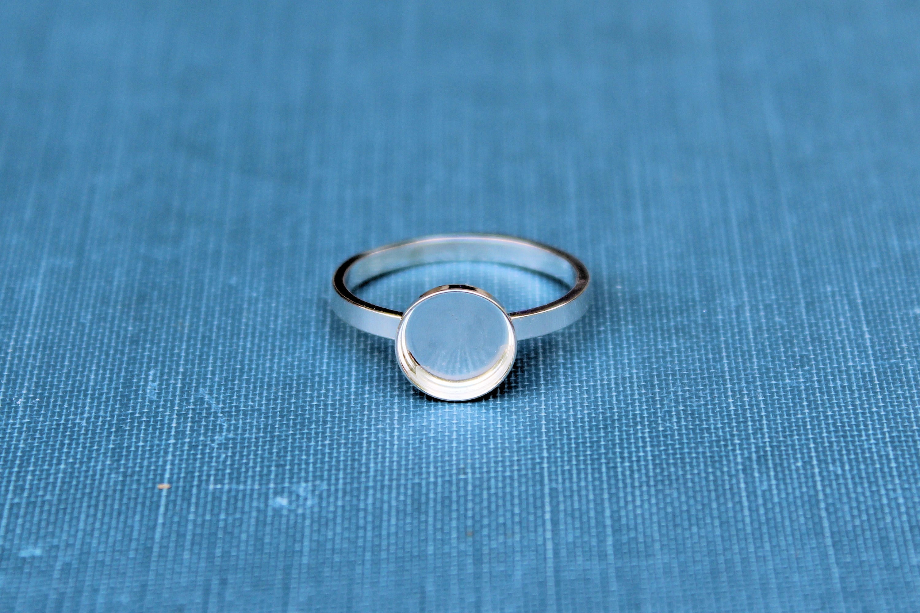8mm Bezel Cup Ring blank Style #2, Round Cabochon, Glue Pad Breast Milk, DIY jewelry supplies, build your ring, wholesale jewelry, diy ring