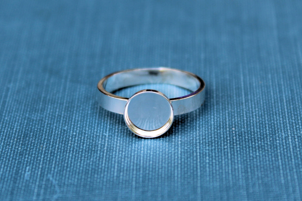 8mm Bezel Cup Ring blank Style #3, Round Cabochon, Glue Pad Breast Milk, DIY jewelry supplies, build your ring, wholesale jewelry, diy ring