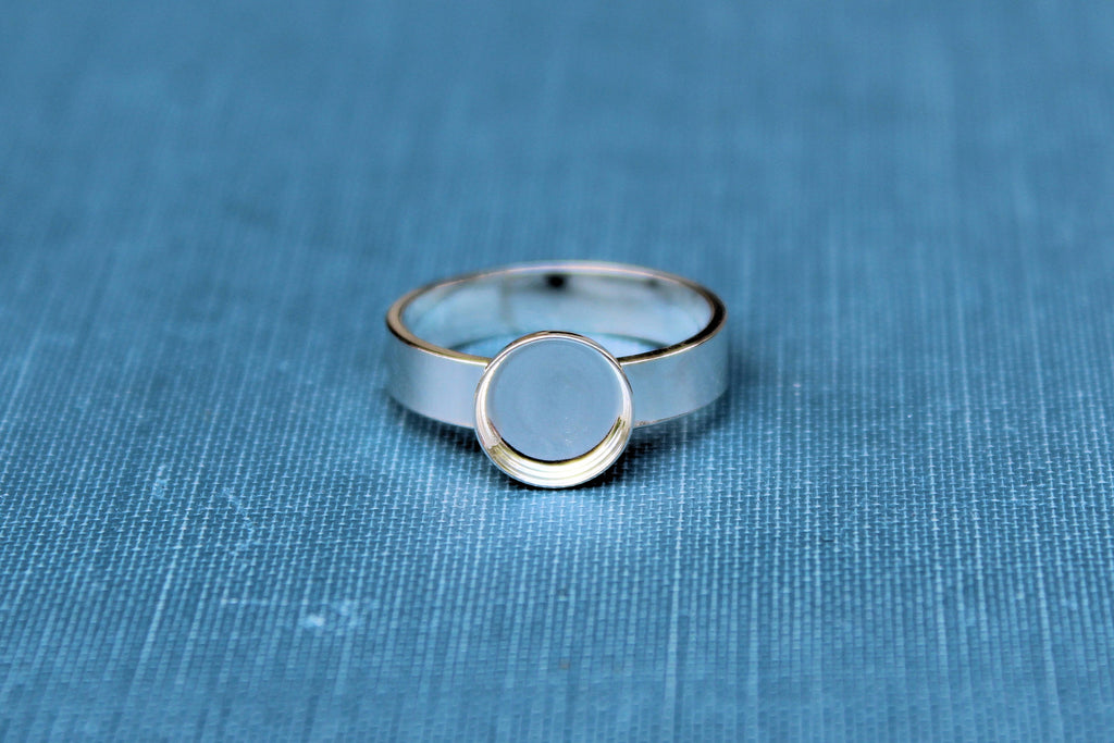 8mm Bezel Cup Ring blank Style #4, Round Cabochon, Glue Pad Breast Milk, DIY jewelry supplies, build your ring, wholesale jewelry, diy ring