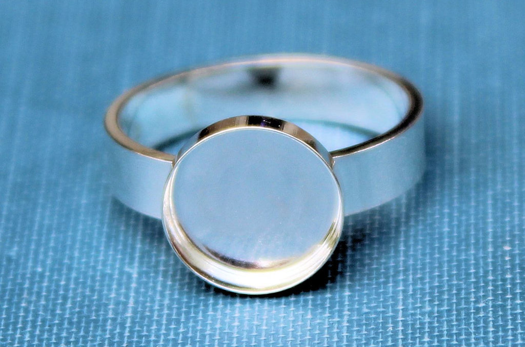 10mm Bezel Cup Ring blank Style #4, Round Cabochon, Glue Pad Breast Milk, DIY jewelry supplies, build your ring, wholesale jewelry, diy ring