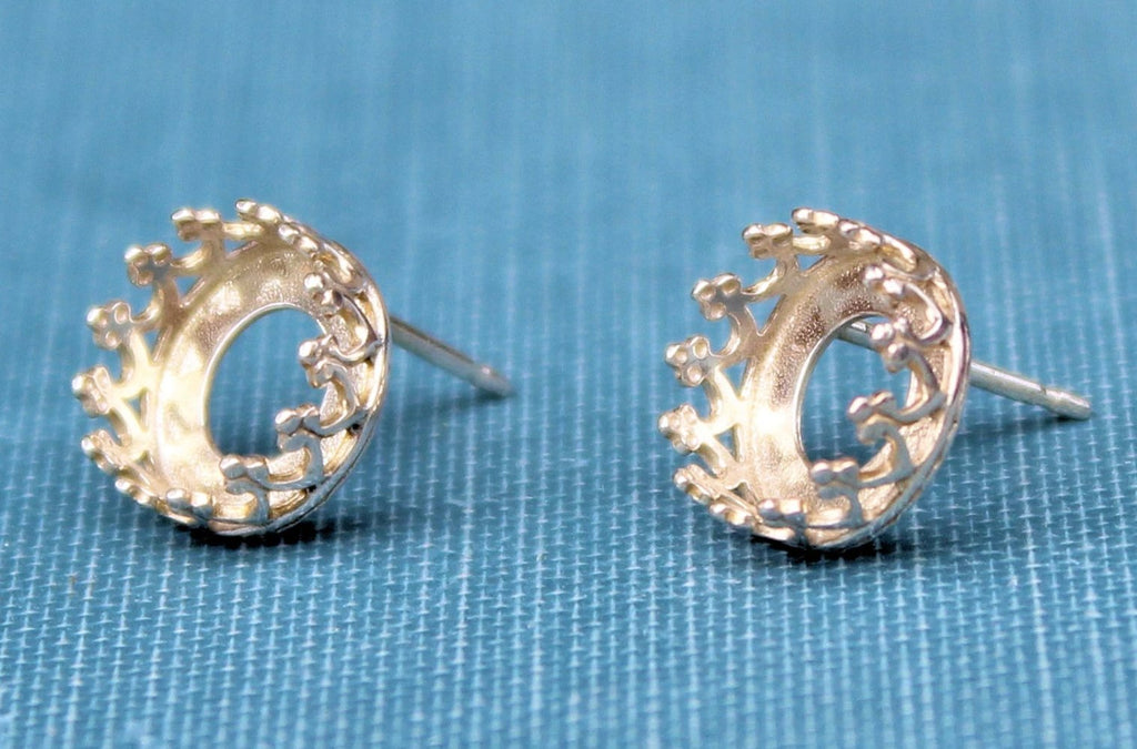 8mm Crown Earring Blanks, Blank Stud Settings, Wholesale Blanks, Silver Earring, Make Earrings, DIY Jewelry, Silver Blanks, Jewelry Supplies