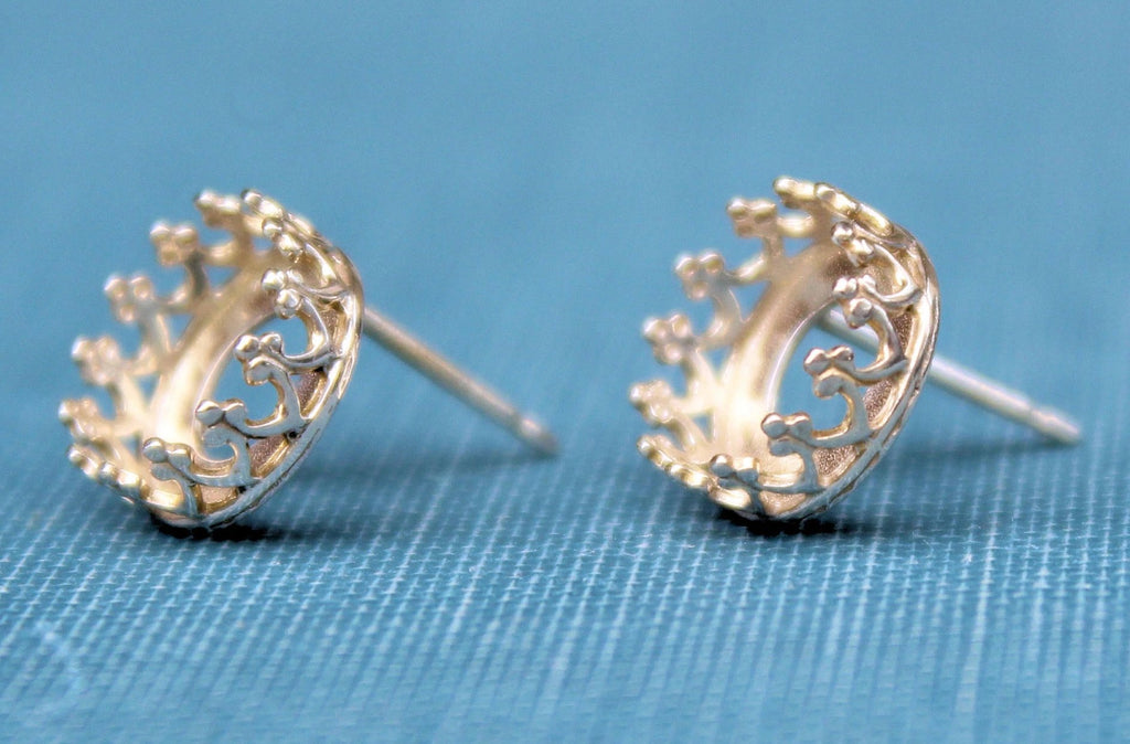 10mm Crown Earring Blanks, Blank Stud Setting, Wholesale Blanks, Silver Earring, Make Earrings, DIY Jewelry, Silver Blanks, Jewelry Supplies
