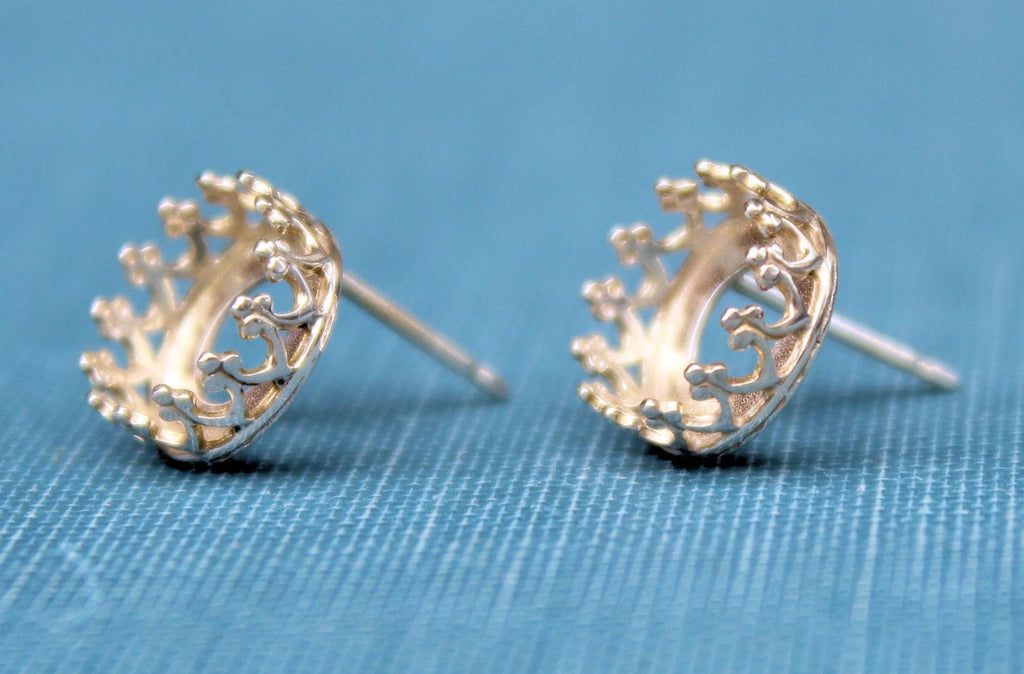 10mm Crown Earring Blanks, Blank Stud Setting, Wholesale Blanks, Silver Earring, Make Earrings, DIY Jewelry, Silver Blanks, Jewelry Supplies