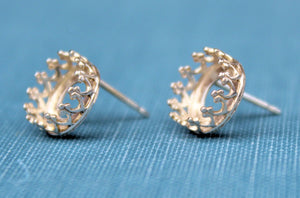 10mm Crown Earring Blanks, Blank Stud Setting, Wholesale Blanks, Silver Earring, Make Earrings, DIY Jewelry, Silver Blanks, Jewelry Supplies