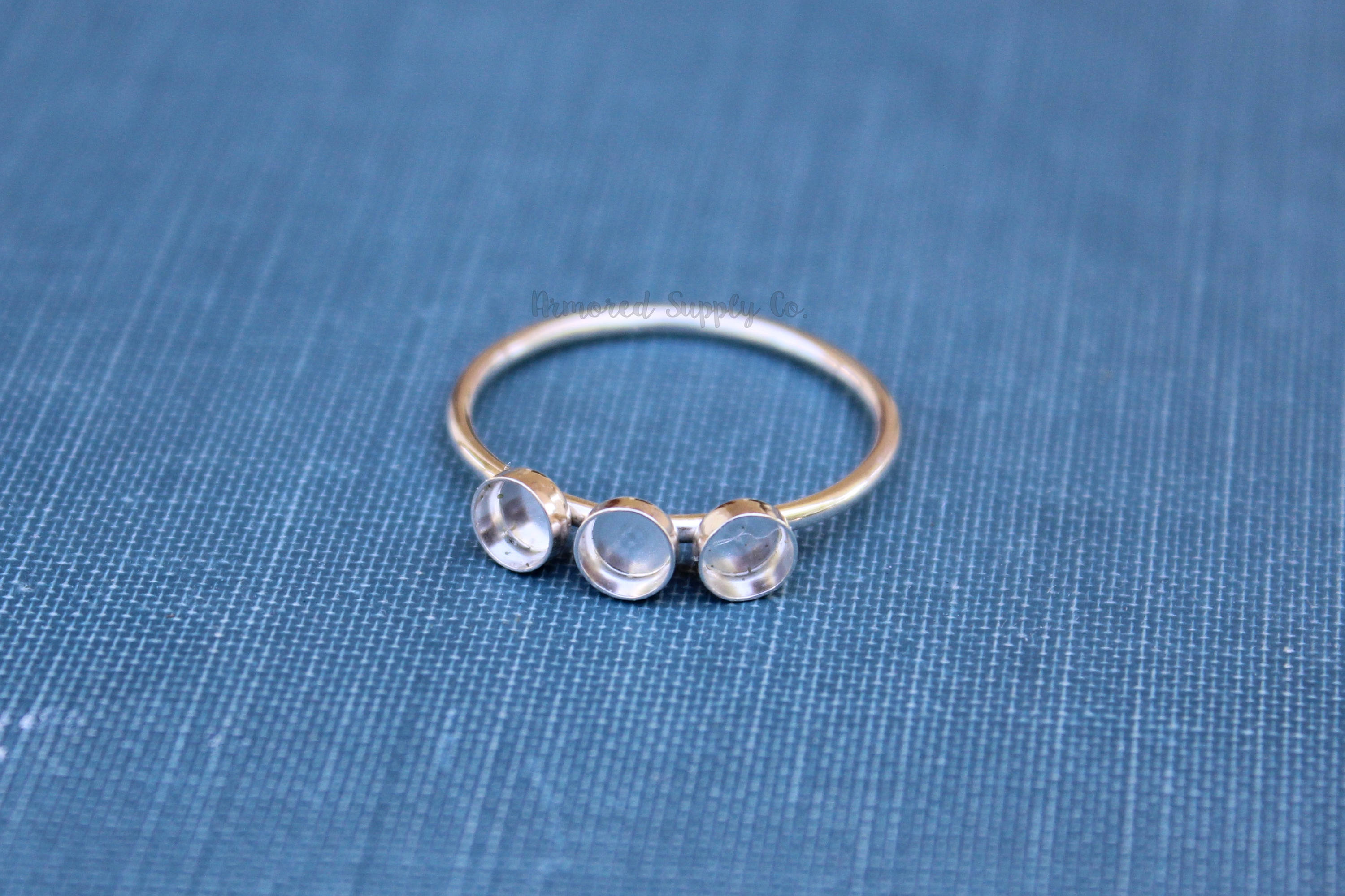 Triple Bezel Cup Ring Blank, Round Cabochon, Resin Glue Pad Breast Milk, DIY jewelry supplies, build your ring, wholesale jewelry, diy ring