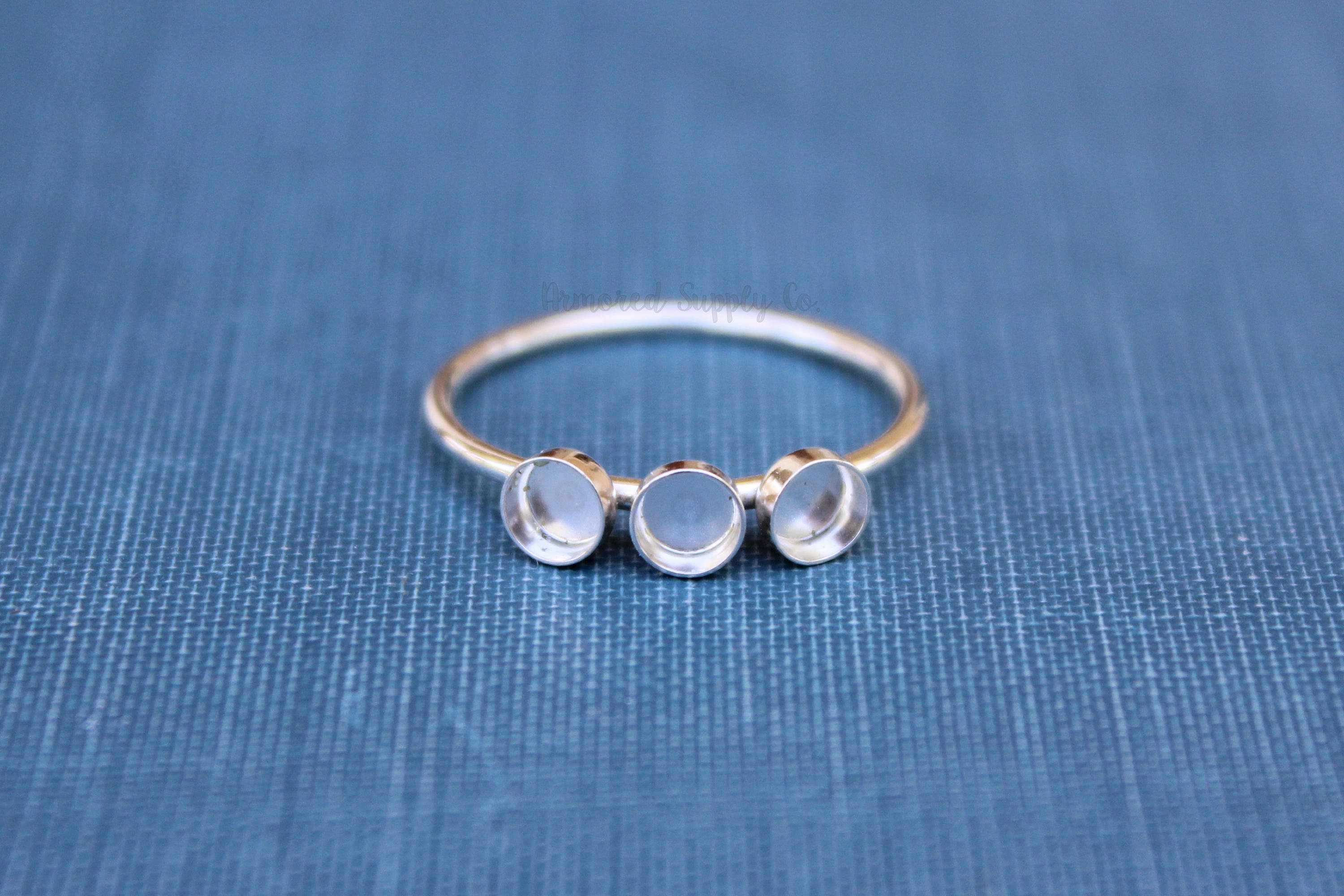 Triple Bezel Cup Ring Blank, Round Cabochon, Resin Glue Pad Breast Milk, DIY jewelry supplies, build your ring, wholesale jewelry, diy ring