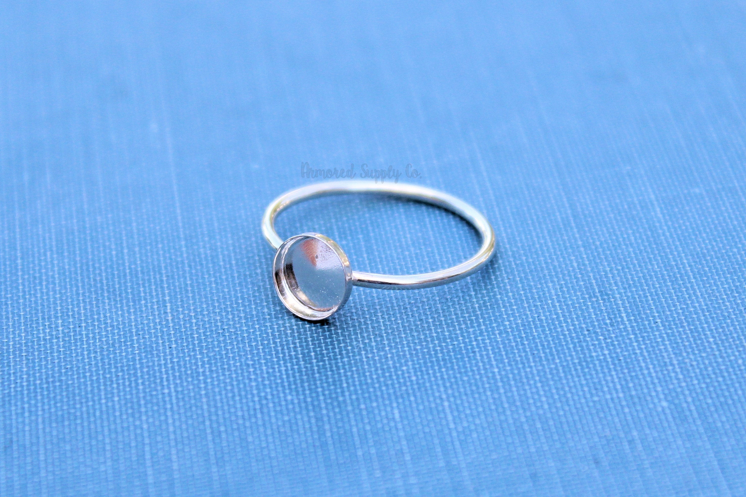 7mm Bezel Cup Ring blank, Round Cabochon, Cab Resin Glue Pad Breast Milk, DIY jewelry supplies, build your ring, wholesale jewelry, diy ring