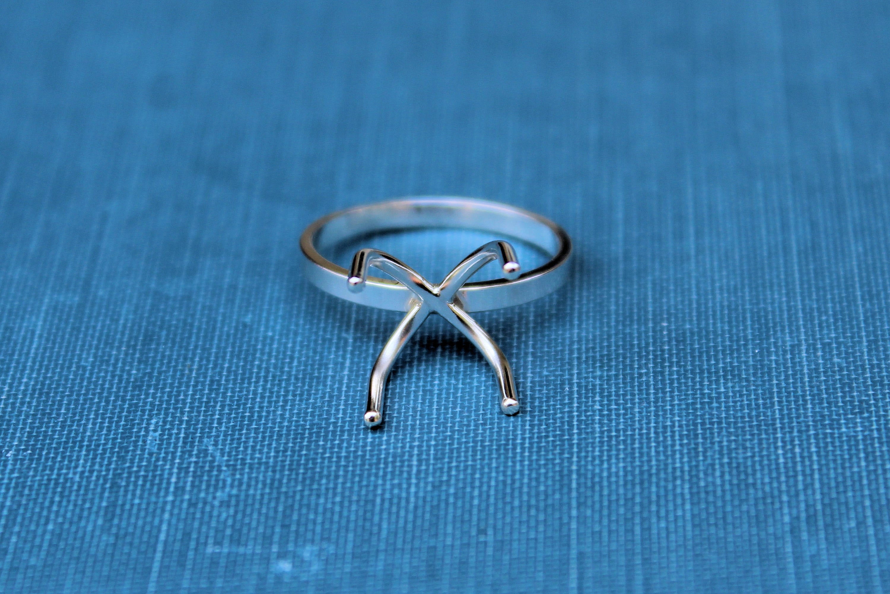 Claw Ring Blank #2, 4 Prong Silver Band, Raw Stone Setting, Wholesale Ring, Silver Ring, DIY Jewelry, Silver Ring Blanks, Jewelry Supplies