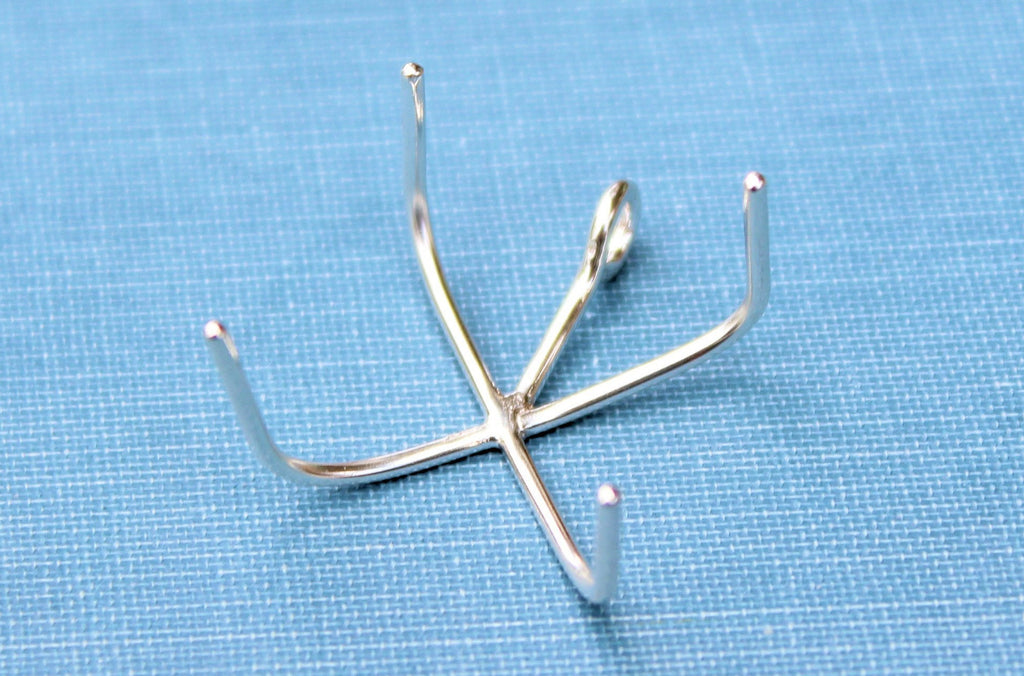Claw Prong Raw Stone Pendant Blank, Silver 4 Prong, Wholesale Blanks, Raw Stones, Pendant, DIY Jewelry, Silver Blanks, Jewelry Supplies