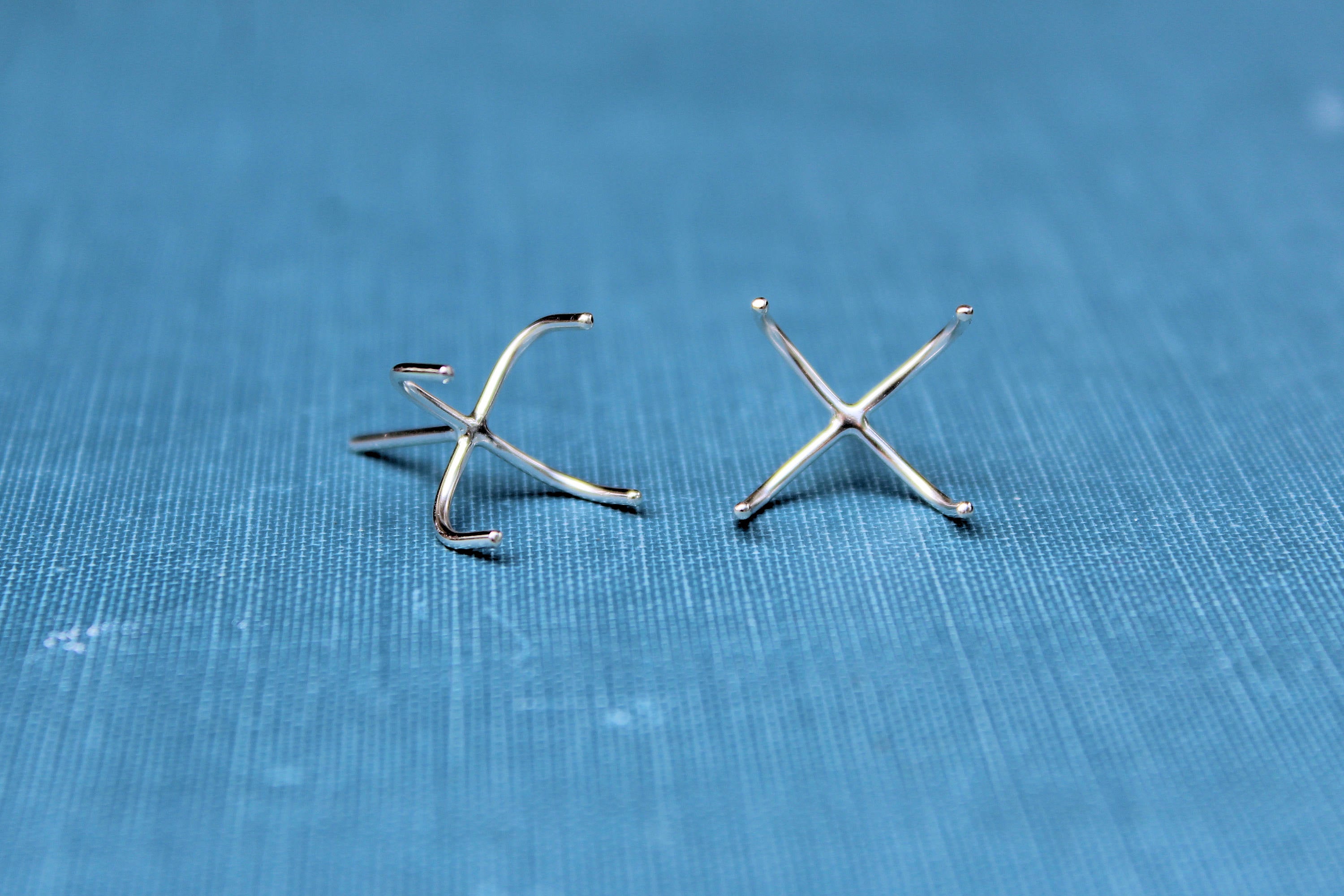 Silver Claw Prong Raw Stone Stud Earring Blanks, 4 Prong Setting, Wholesale Blanks, Raw Stones, DIY Jewelry, Silver Blanks, Jewelry Supplies
