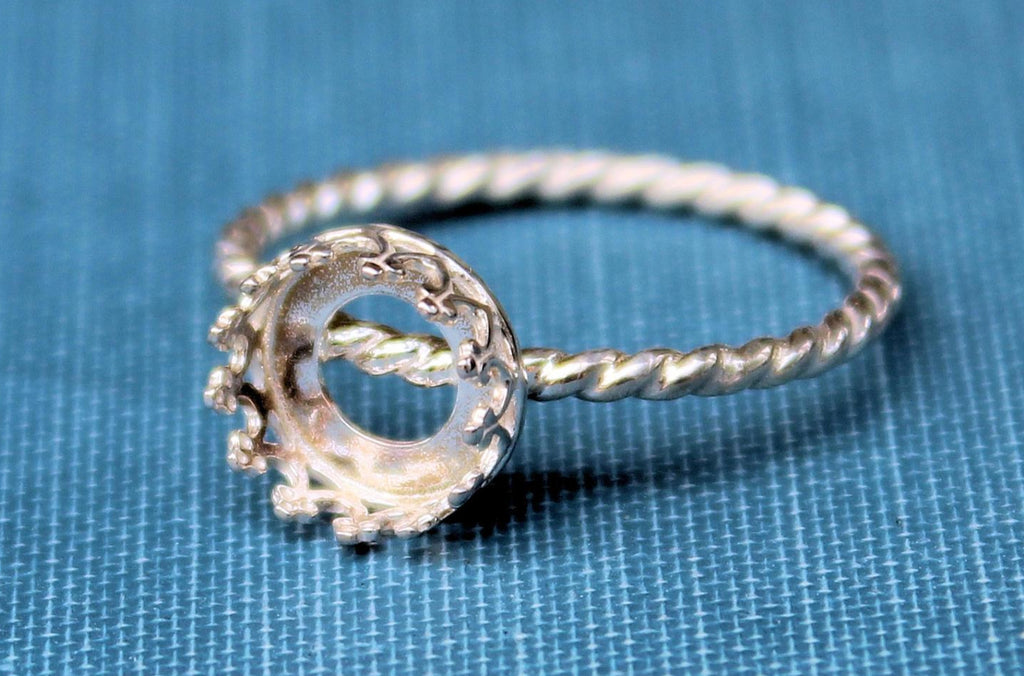 10mm Crown Bezel Cup Rope Ring blank, Round Cabochon, Cab Resin Pad Breast Milk, DIY jewelry supplies, build your ring, wholesale jewelry