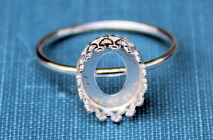 Oval 10x8mm Crown Bezel Cup Ring blank, 8x10mm Oval Cabochon, Cab Glue Pad Breast Milk, DIY jewelry supplies, build ring, wholesale jewelry