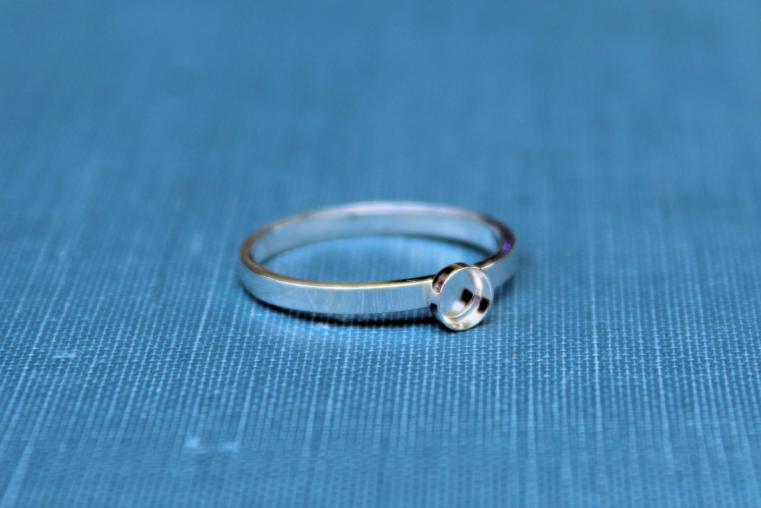 4mm Bezel Cup Ring blank Style #2, Round Cabochon, Glue Pad Breast Milk, DIY jewelry supplies, build your ring, wholesale jewelry, diy ring