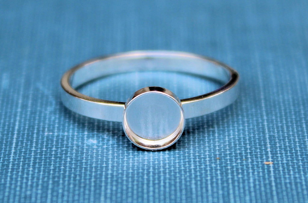 6mm Bezel Cup Ring blank Style #2, Round Cabochon, Glue Pad Breast Milk, DIY jewelry supplies, build your ring, wholesale jewelry, diy ring