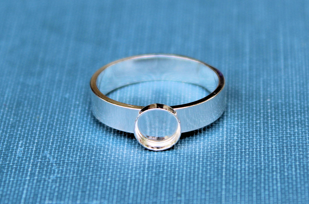 6mm Bezel Cup Ring blank Style #4, Round Cabochon, Glue Pad Breast Milk, DIY jewelry supplies, build your ring, wholesale jewelry, diy ring