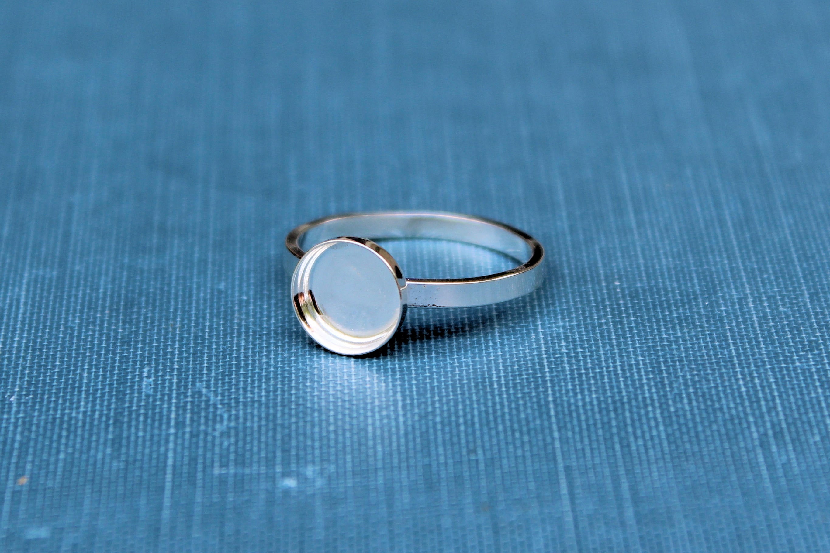 8mm Bezel Cup Ring blank Style #2, Round Cabochon, Glue Pad Breast Milk, DIY jewelry supplies, build your ring, wholesale jewelry, diy ring