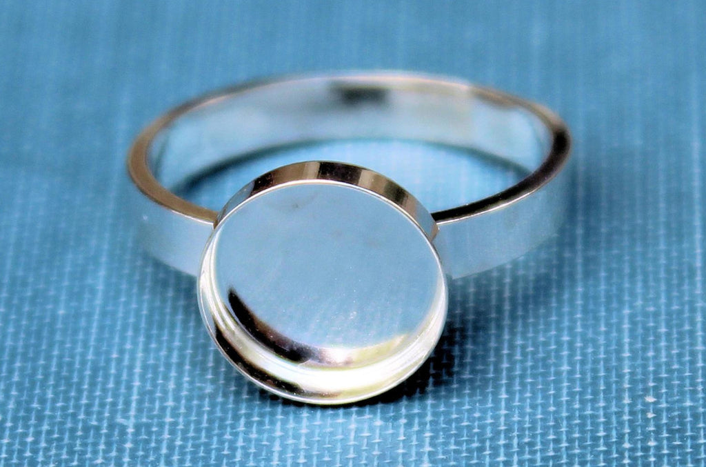 10mm Bezel Cup Ring blank Style #3, Round Cabochon, Glue Pad Breast Milk, DIY jewelry supplies, build your ring, wholesale jewelry, diy ring