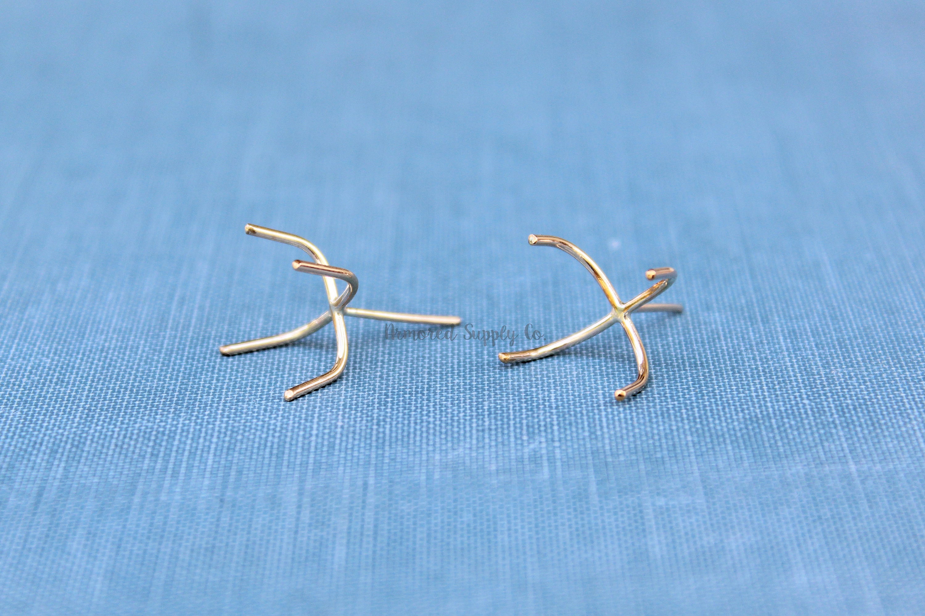 Gold Claw 4 Prong Raw Stone Stud Earring Blanks Armored Supply Co